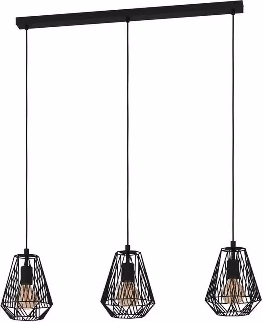 Lampadario a sospensione moderno Stype Eglo nero in metallo con 3 luci E27