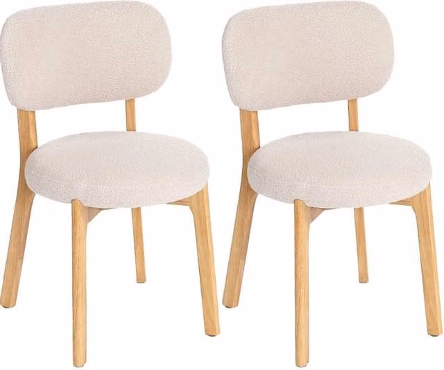 Set di 2 sedie da sala da pranzo 46,5 x 52 x 80 cm crema in legno