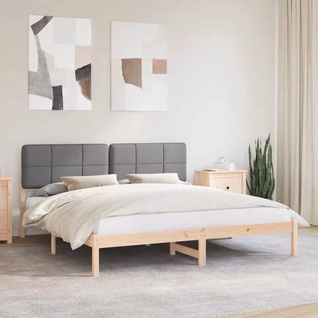 Letto con Testiera Rivestita-Struttura Letto con Testiera Grigio chiaro 180 x 200 cm 244988