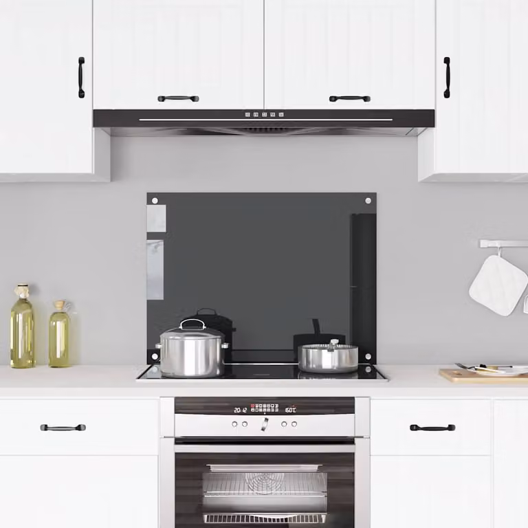 Paraschizzi per cucina vidaXL in vetro temperato nero L: 80 cm, H: 60 cm