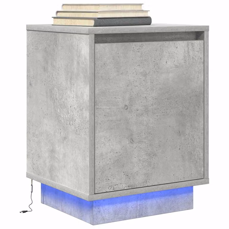 Comodino con Luci LED vidaXL Grigio e Marrone L: 38 cm, P: 34 cm, H: 50 cm