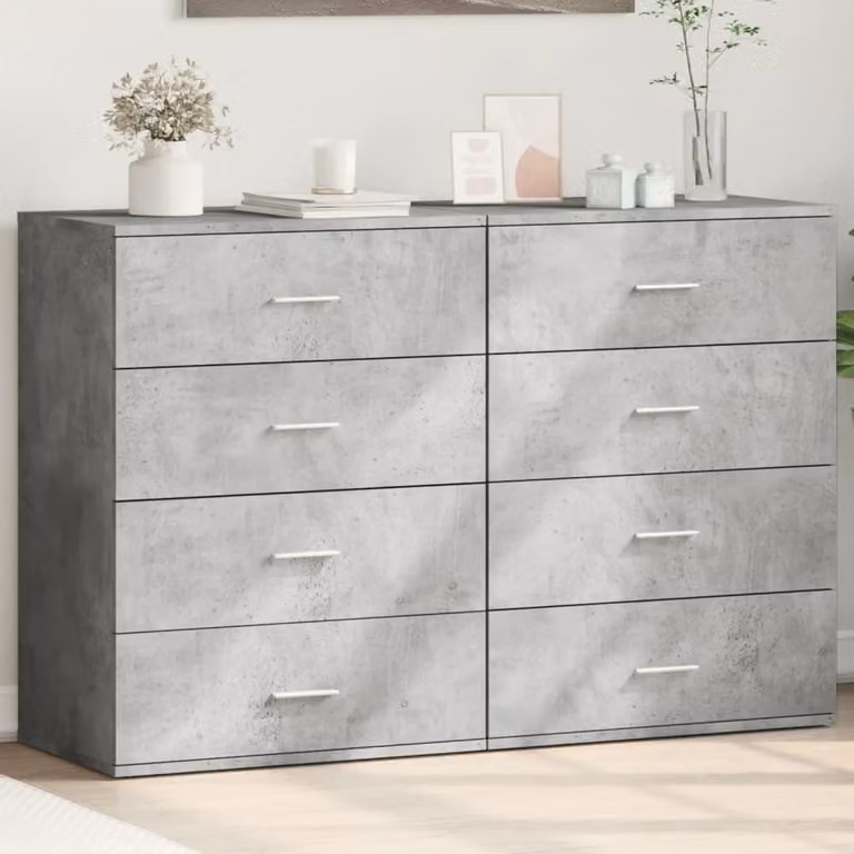 Set di 2 credenze vidaXL moderne in legno multistrato e MDF, colore grigio, L 60 cm x P 39 cm x H 80 cm
