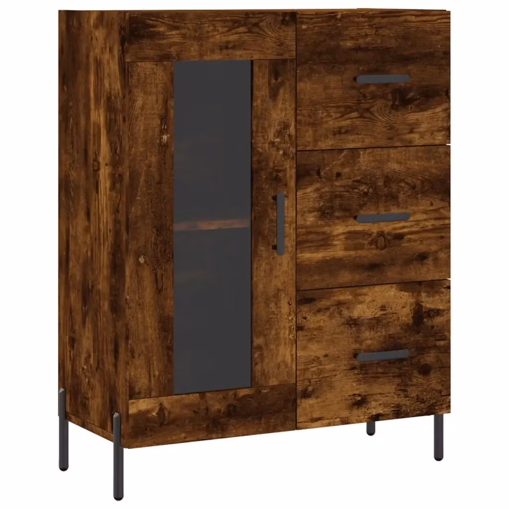 Credenza vidaXL in Legno e Metallo Marrone per Sala da Pranza L: 69,5 cm, P: 34 cm, H: 90 cm – 2