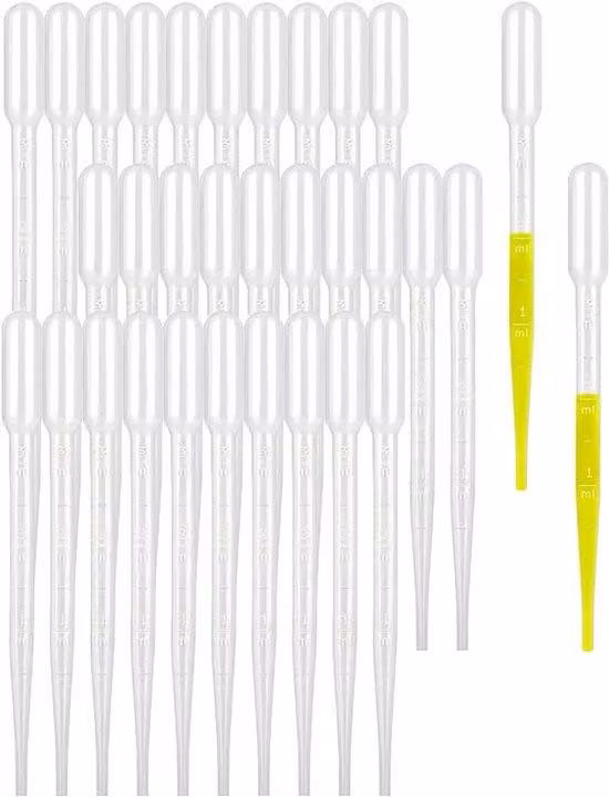 30 pipette da 3 ml riutilizzabili - pipette da laboratorio trasparenti, ideali per laboratori e scuole
