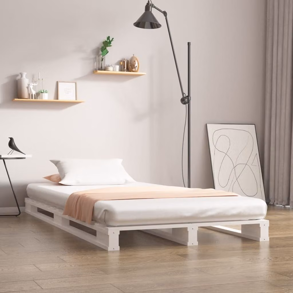 The Living Store Letto in pallet bianco 75x190 cm in legno di pino massiccio