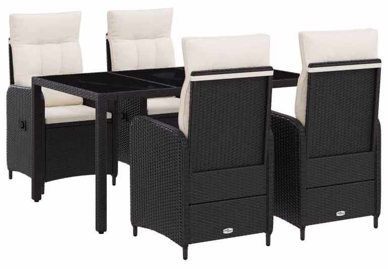 Set da pranzo per esterni 5 pcs Nero e Bianco Crema