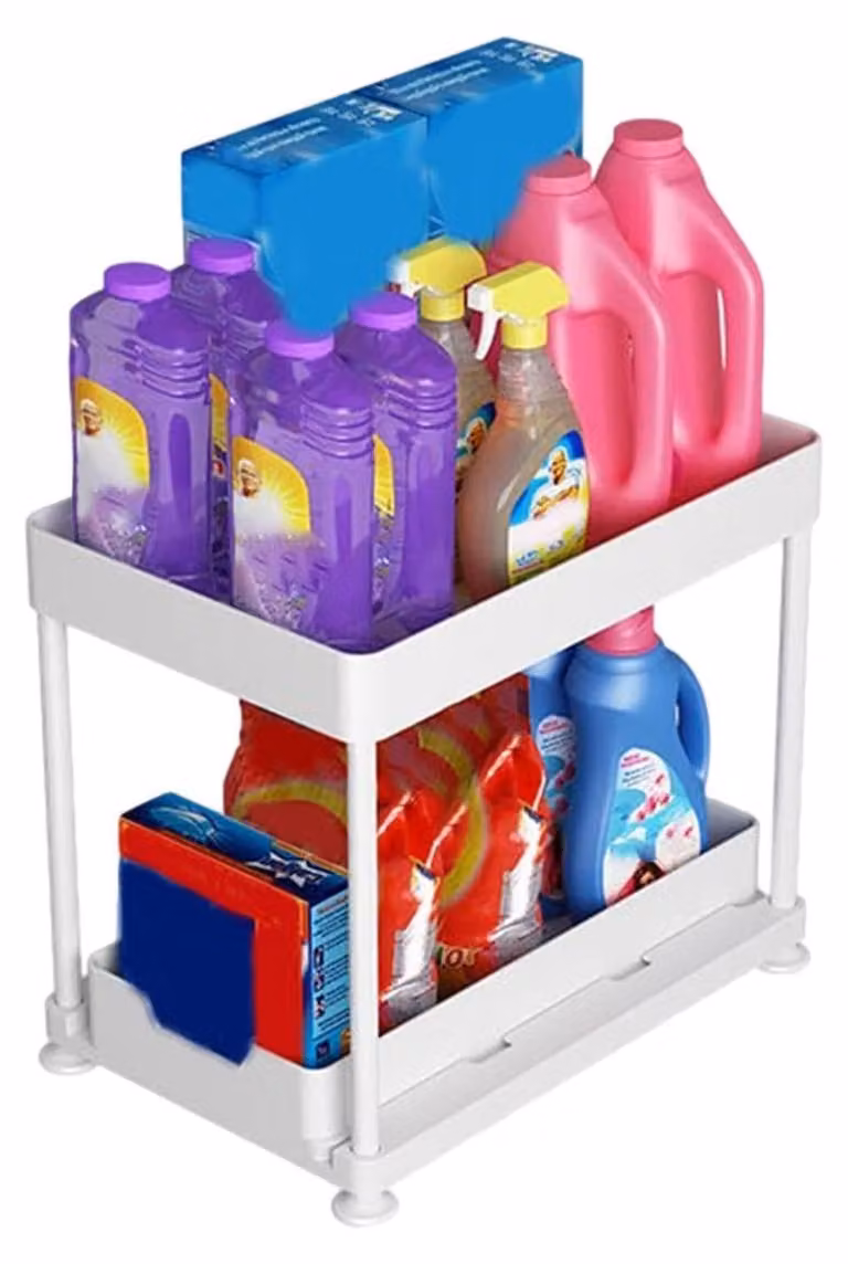 Ripiano portaoggetti a 2 livelli per cucina e bagno