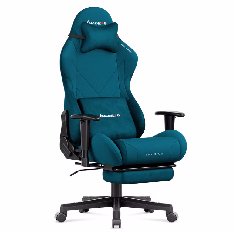 Huzaro Force 5.7 Teal – Sedia da gaming, braccioli 2D, inclinazione 155°, cuscini per collo e lombari, poggiapiedi, certificata SGS, 136 kg