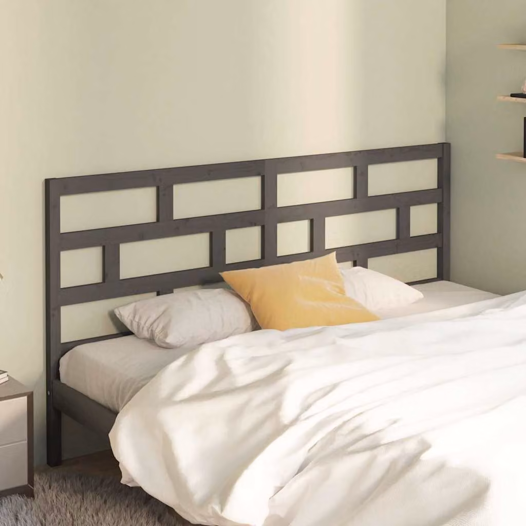 Testiera per letto vidaXL in legno massello di pino, colore grigio, L: 186 cm, P: 4 cm, H: 100 cm
