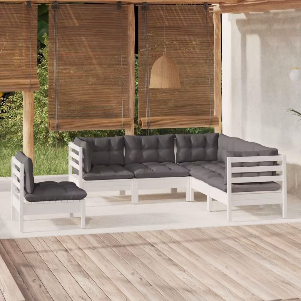 Maison Exclusive - Set Divani da Giardino 5 pz con Cuscini BiancLegno di Pino