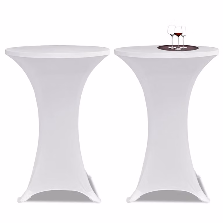 Set di 2 copritavoli vidaXL in tessuto elastico bianco per adulti, diametro 60 cm