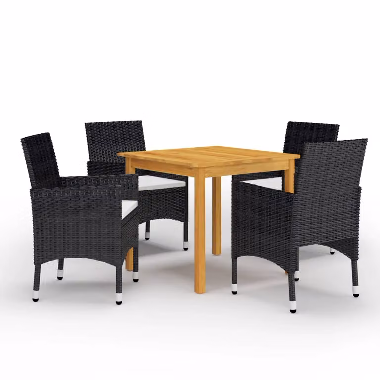 vidaXL Set da pranzo da giardino 5 pezzi nero
