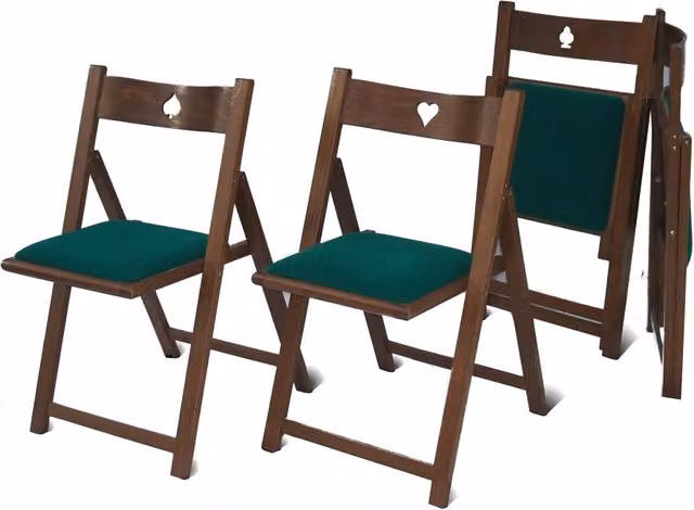 Set 4 Sedie Pieghevoli in Legno Seduta in Cotone Verde Del Fabbro Gioco