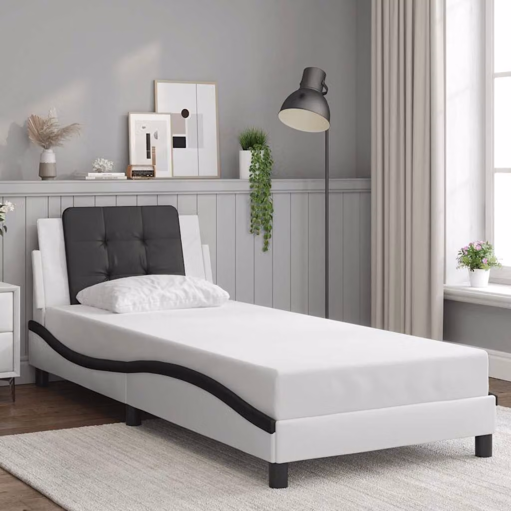 vidaXL Giroletto Zadar senza materasso in similpelle bianco e nero L/P/H: 200 x 80 cm