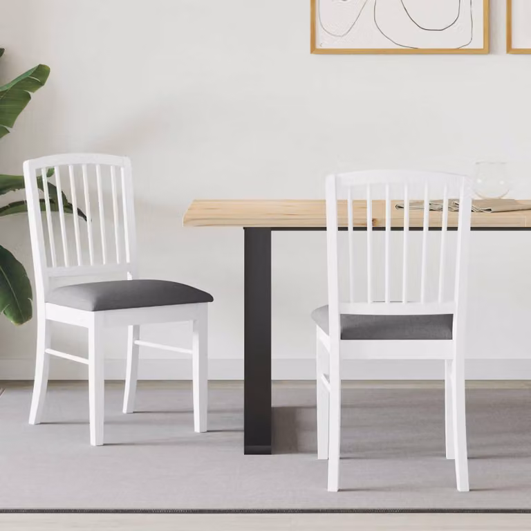 Set di 2 sedie da pranzo vidaXL in legno di gomma bianco L 50 cm, P 52,5 cm, H 91 cm