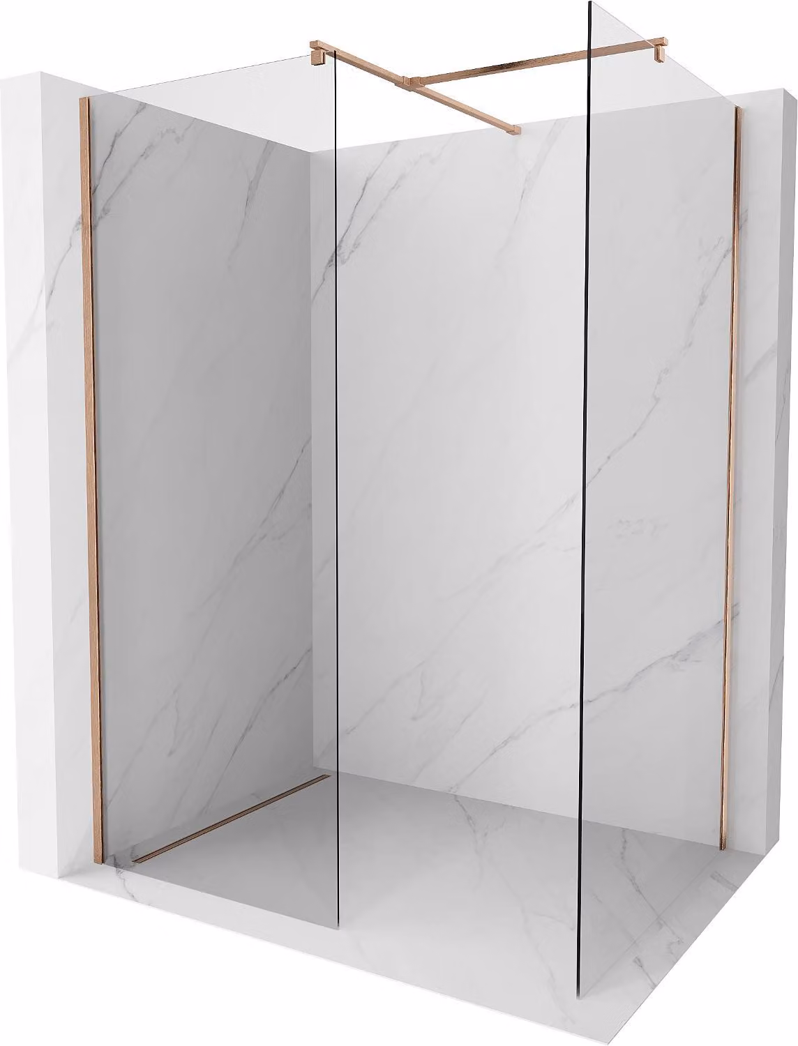 Mexen Kioto parete doccia Walk-in 130 x 105 cm, trasparente, rame spazzolato - 800-130-202-65-00-105