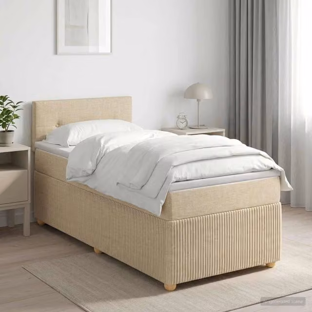 Letto box spring con materasso Crema 80 x 200 cm Tessuto 3451340