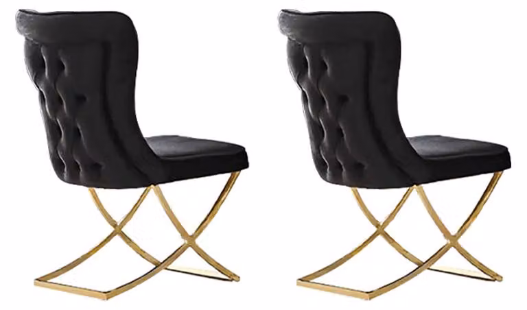 Stuhl Komplette Esszimmerstühle Stühle Küchenstühle Schwarz 2tlg Gold Stoff