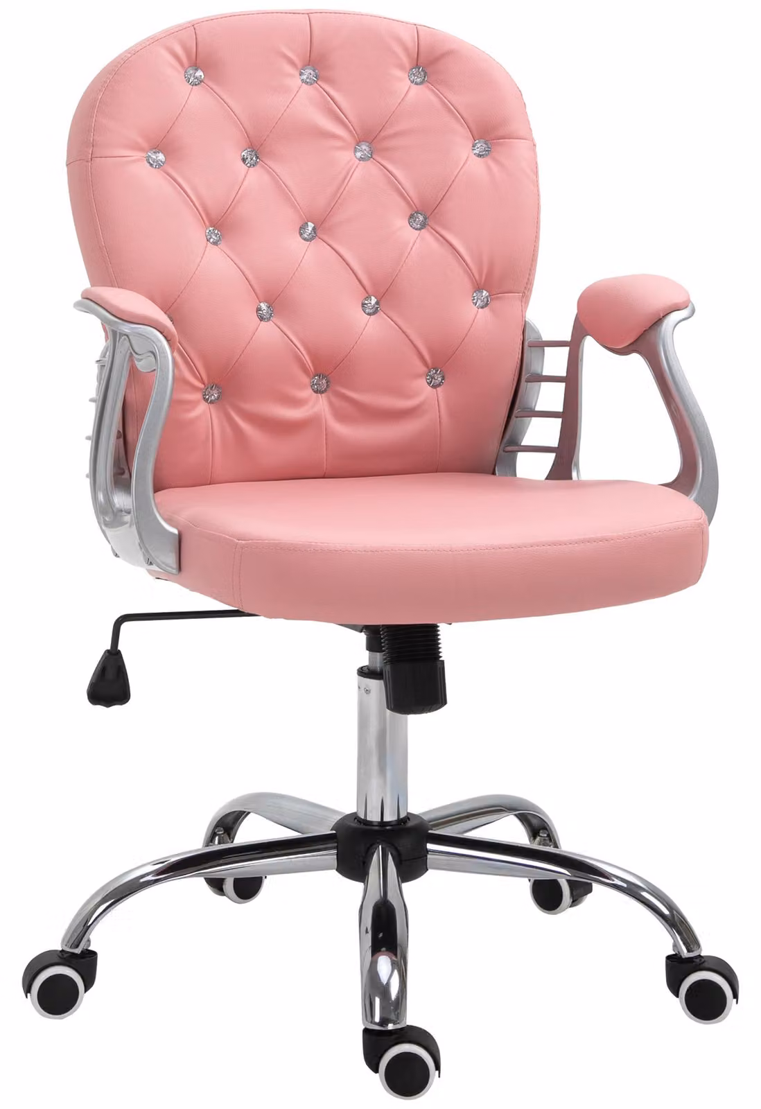 Moonbite, poltrona reclinabile, imbottitura a rombi, 59,5 x 60,5 x 105 cm, sedia da ufficio ergonomica, altezza seduta regolabile tramite pistone a gas, imbottitura ad alta densità, portata massima 120 kg, rivestimento in ecopelle, colore rosa
