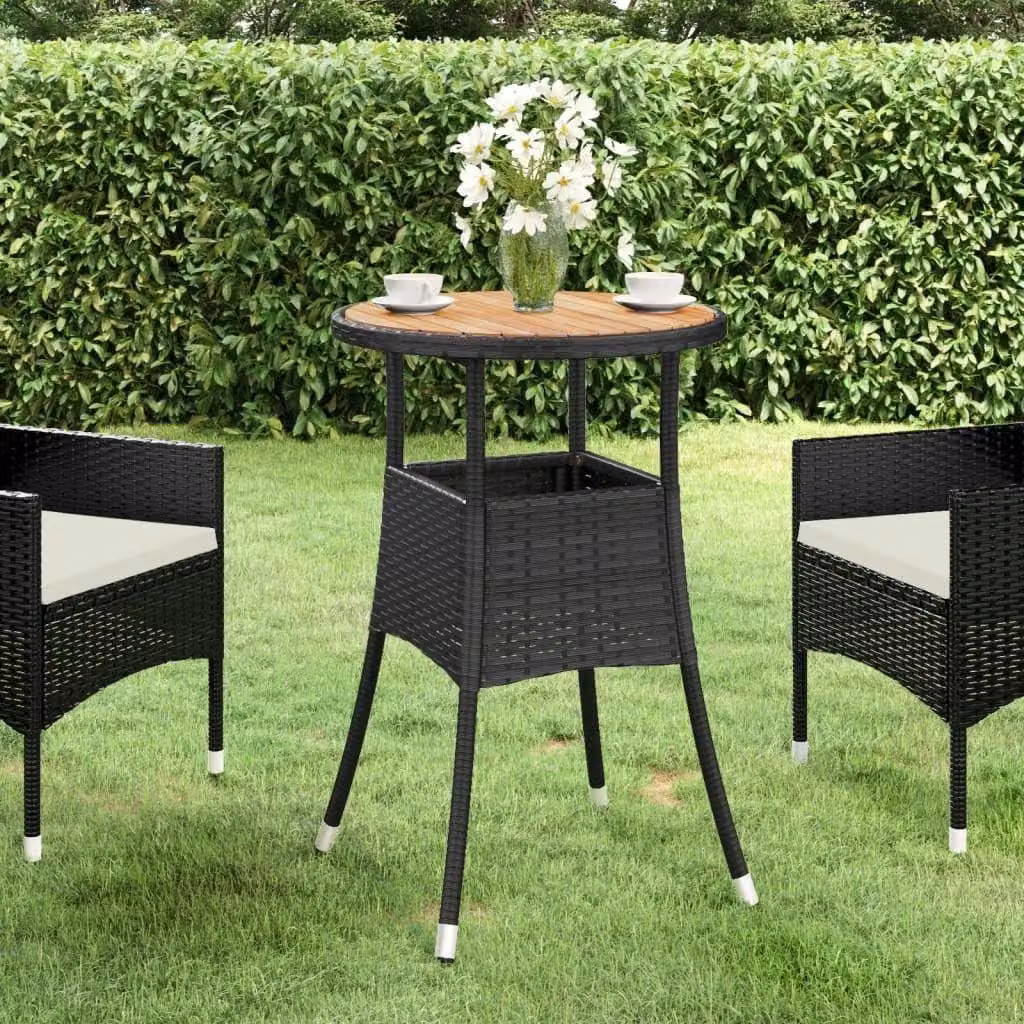 Tavolo da giardino in legno di acacia massello con rivestimento in rattan sintetico