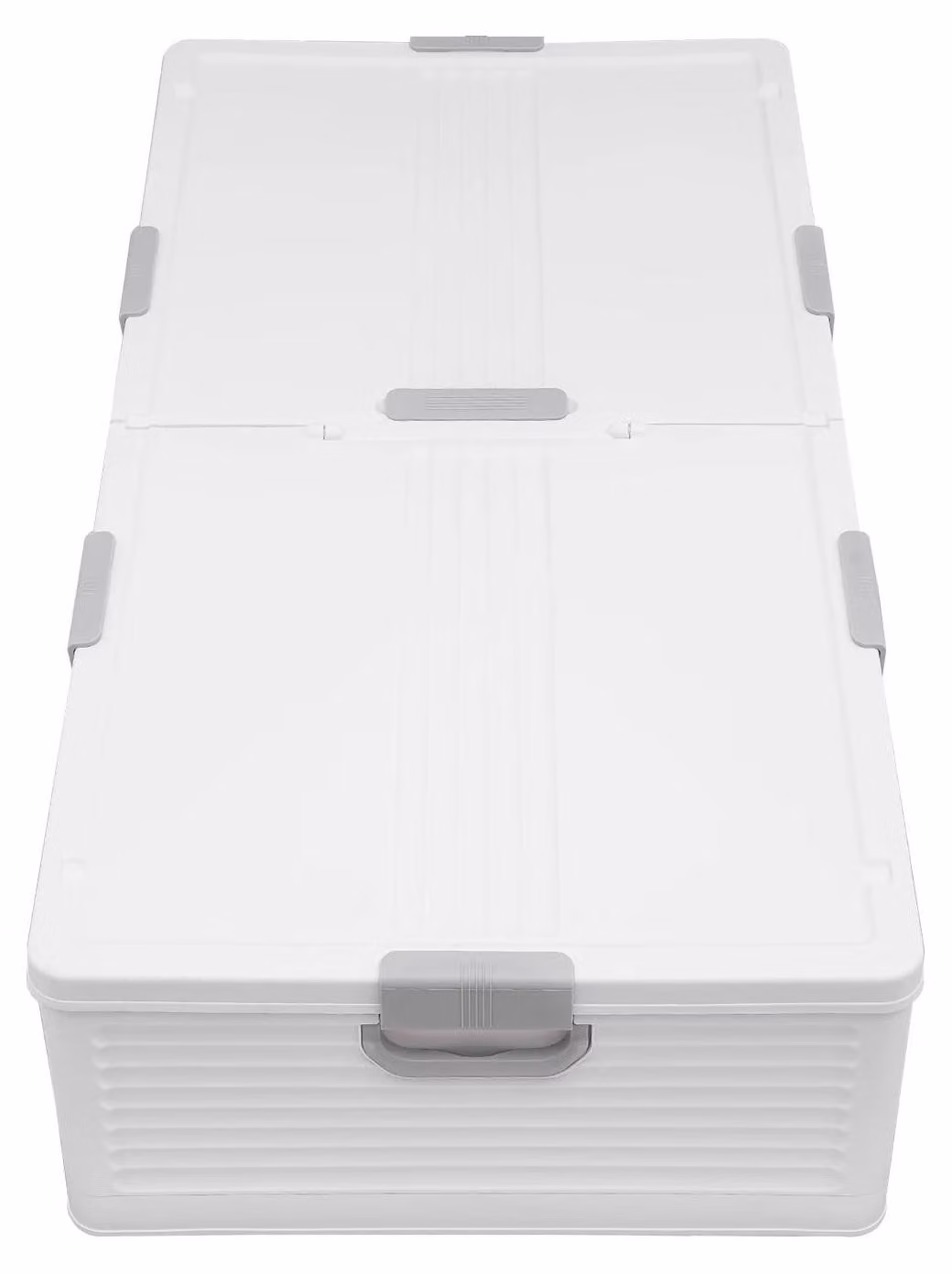 Contenitore - Contenitore pieghevole rettangolare - Dimensioni 101×51,5×24 cm - Con 6 chiusure di sicurezza - Plastica PP - Per camera da letto, bagno, armadio - Bianco