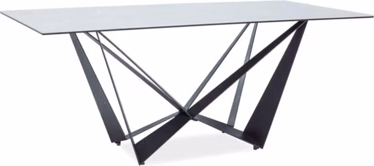 Tavolo da pranzo di design Casa Padrino con piano in vetro effetto marmo grigio/nero 180 x 90 x h. 76 cm - Mobili per la sala da pranzo