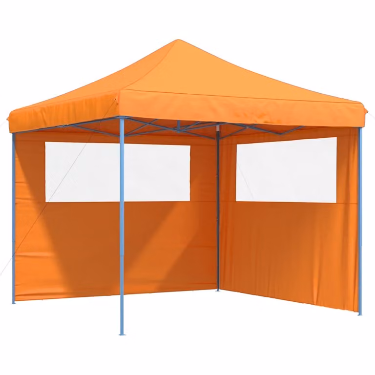 Tendone per Feste Pieghevole Pop-Up con 2 Pareti Arancione