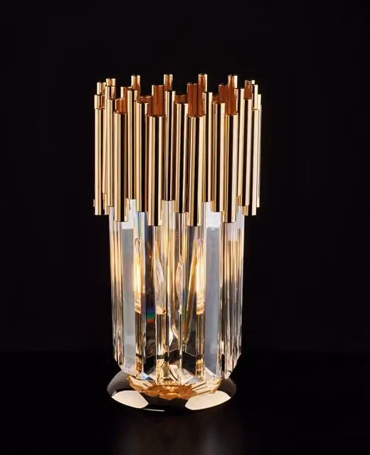 Lumetto Contemporaneo Ravel Metallo Oro E Cristallo 1 Luce E14