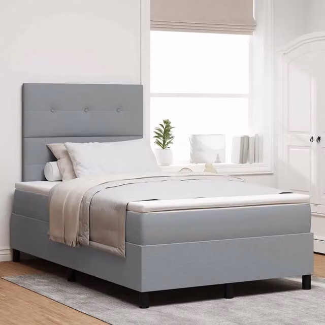 Letto a molle con testiera vidaXL in tessuto grigio L: 120 cm, P: 200 cm – 1