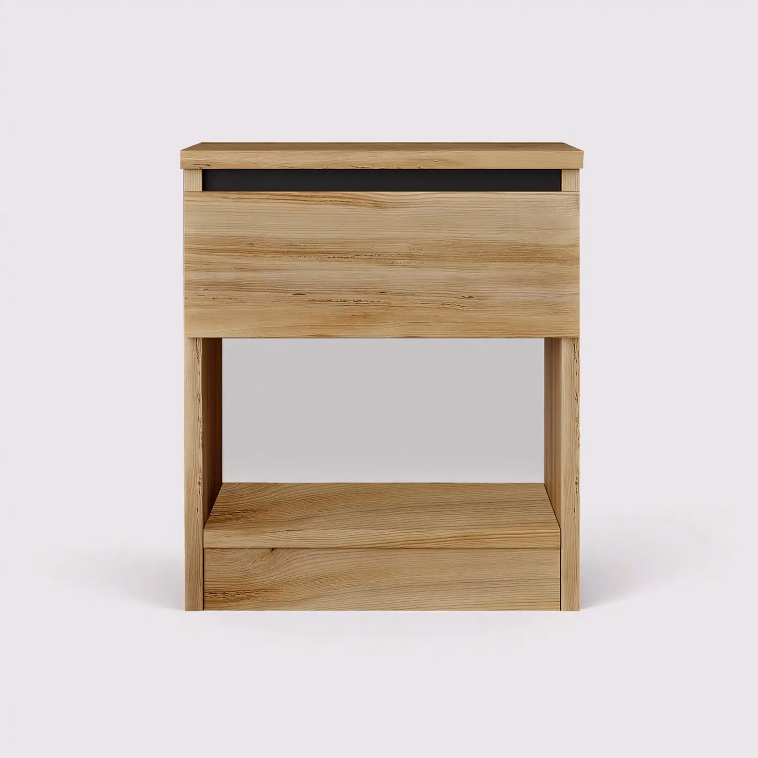 Marzeh - Comodino moderno color rovere chiaro con 1 cassetto