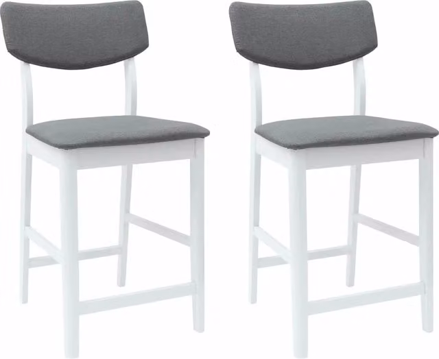 Set di 2 sedie da pranzo moderne in legno di gomma con rivestimento in tessuto bianco e grigio L/P/H: 48 x 49 x 95 cm
