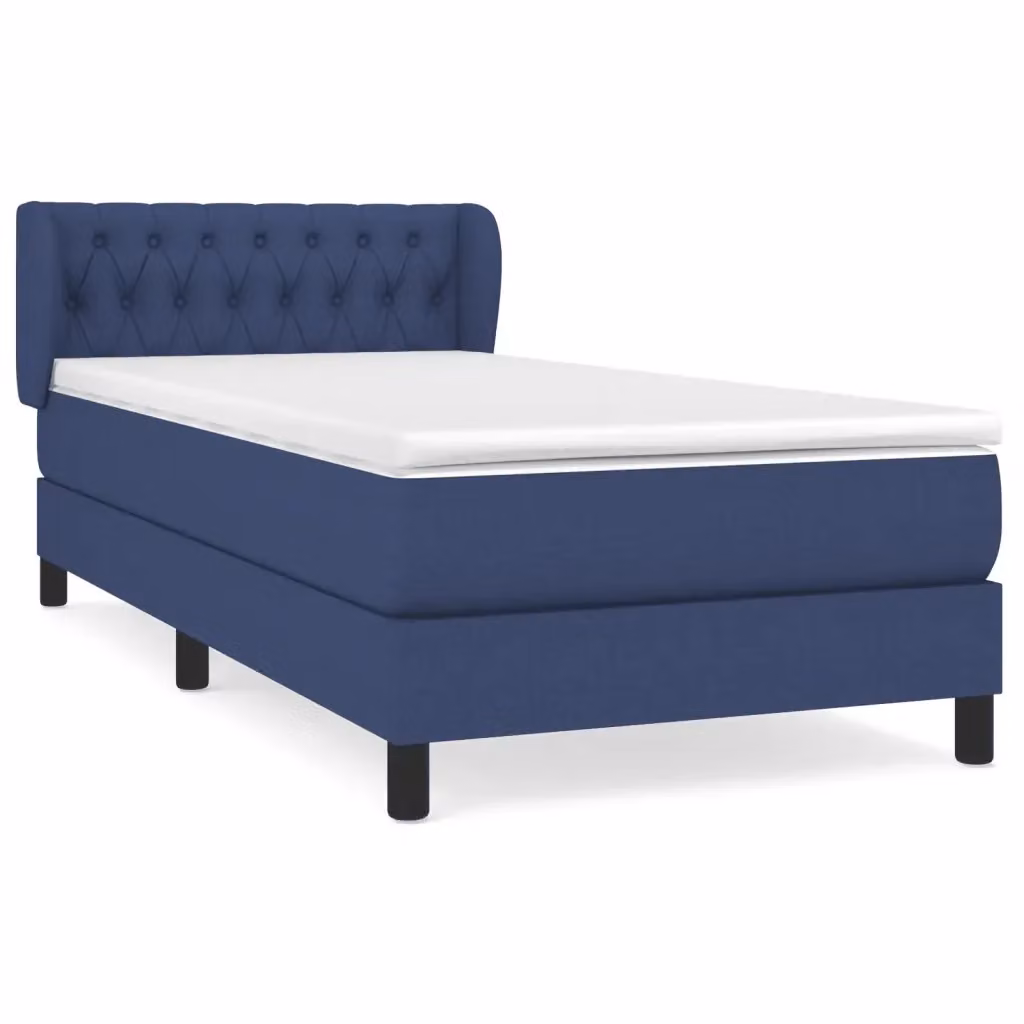 Letto con Giroletto a Molle e Materasso Ibrido vidaXL, Blu e Bianco, L/P/H: 90 x 200 x 44 cm – 2