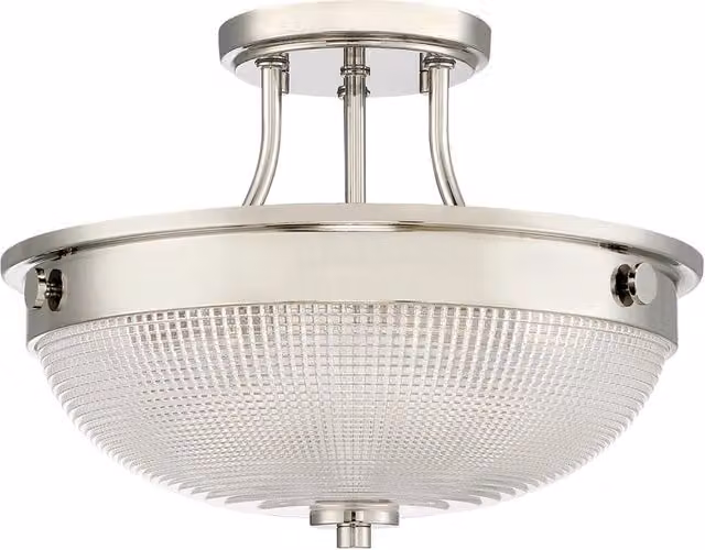 Lampada A Soffitto Contemporanea Mantle Vetro Nichel Lucido 2 Luci E27