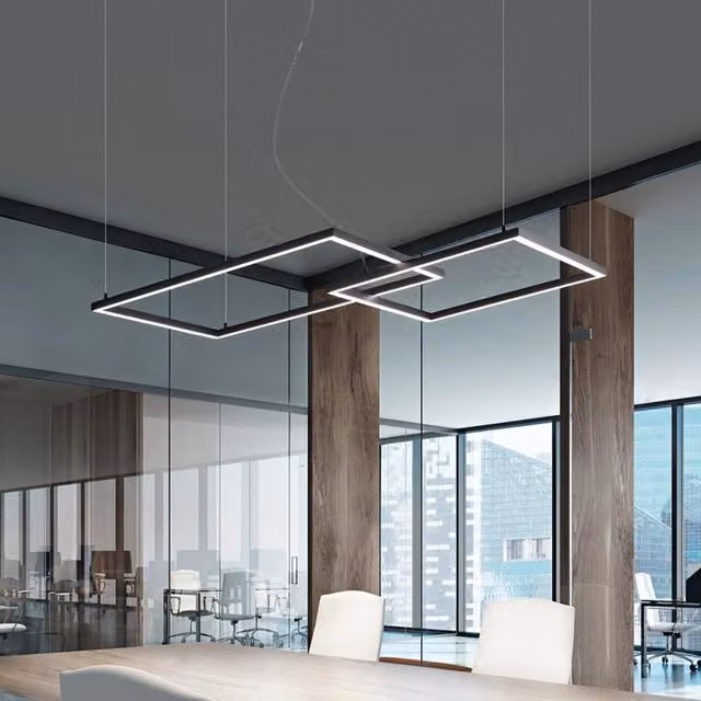 Sospensione Moderna Cross Alluminio Nero Opaco Led 64W Dimmerabile Ip20