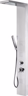 Pannello doccia multifunzione INBAGNO in acciaio inox cromato con getti rain e massage, soffione a mano e deviatore, H: 160 cm, L: 48 cm, P: 20 cm