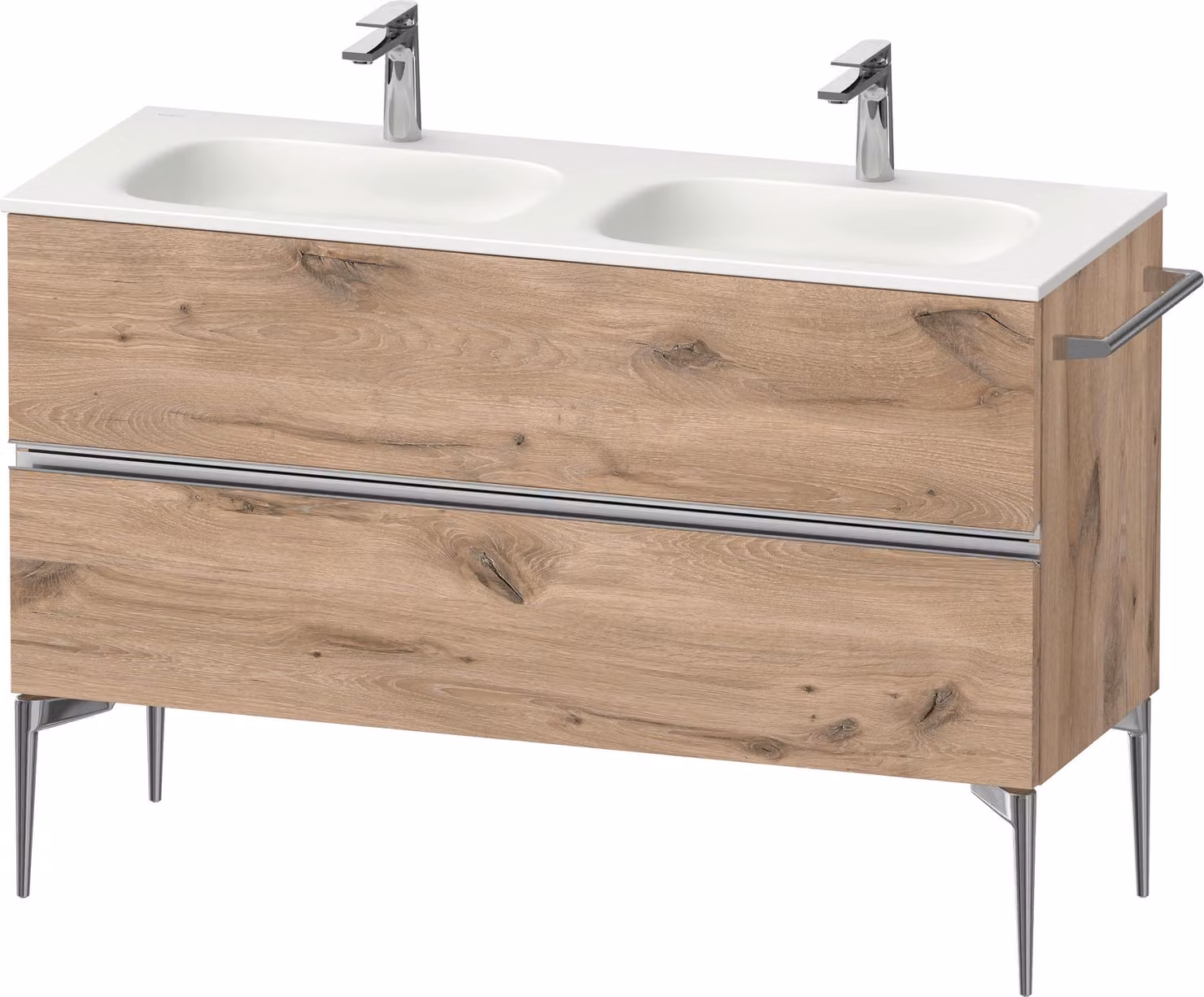 Duravit Sivida Meuble sous-lavabo, 2 tiroirs, poignée profilée chromée, 1280x477x592mm, pour Sivida, SV4654010550000, SV4654010550000