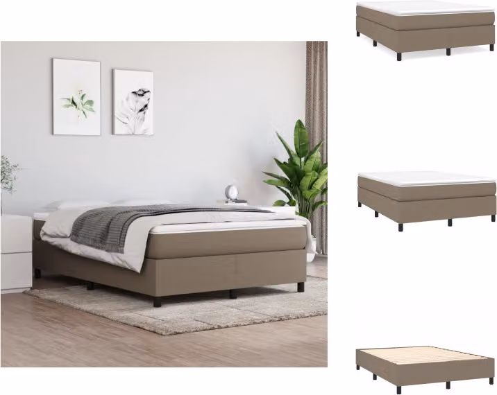 vidaXL Box spring bed taupe 140x190 cm tessuto - Letti e strutture letto