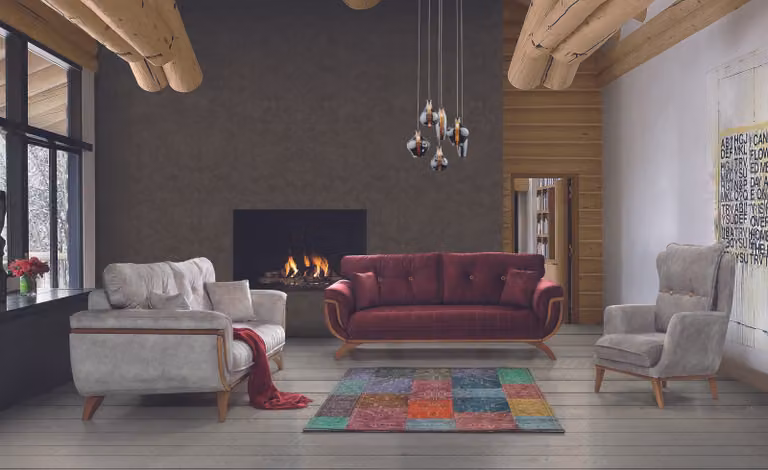 Wohnzimmer Sofagarnitur 331 Polster Textil Design Modern grau Möbel