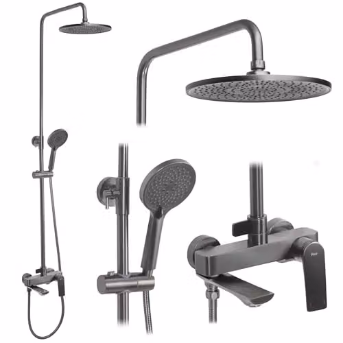 Rea - Set Doccia Avalon Titanium Sistema Doccia In Ottone Per Bagno (Titanium) 50x23x153cm