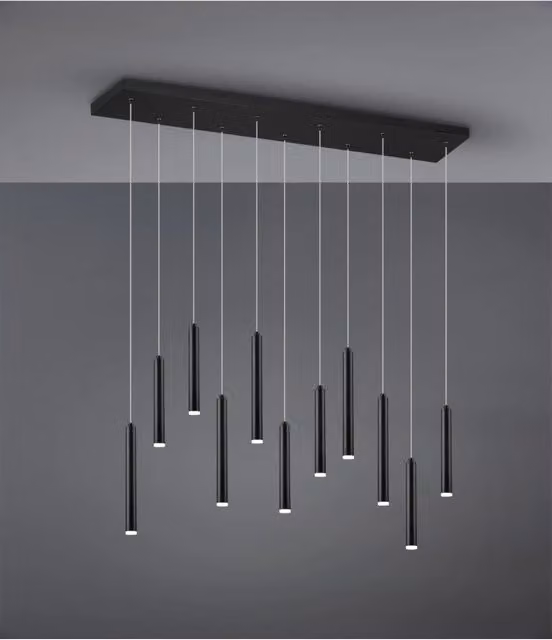 Sospensione Moderna Tubular 11 Tubi Led Nero L115 cm Trio Lighting