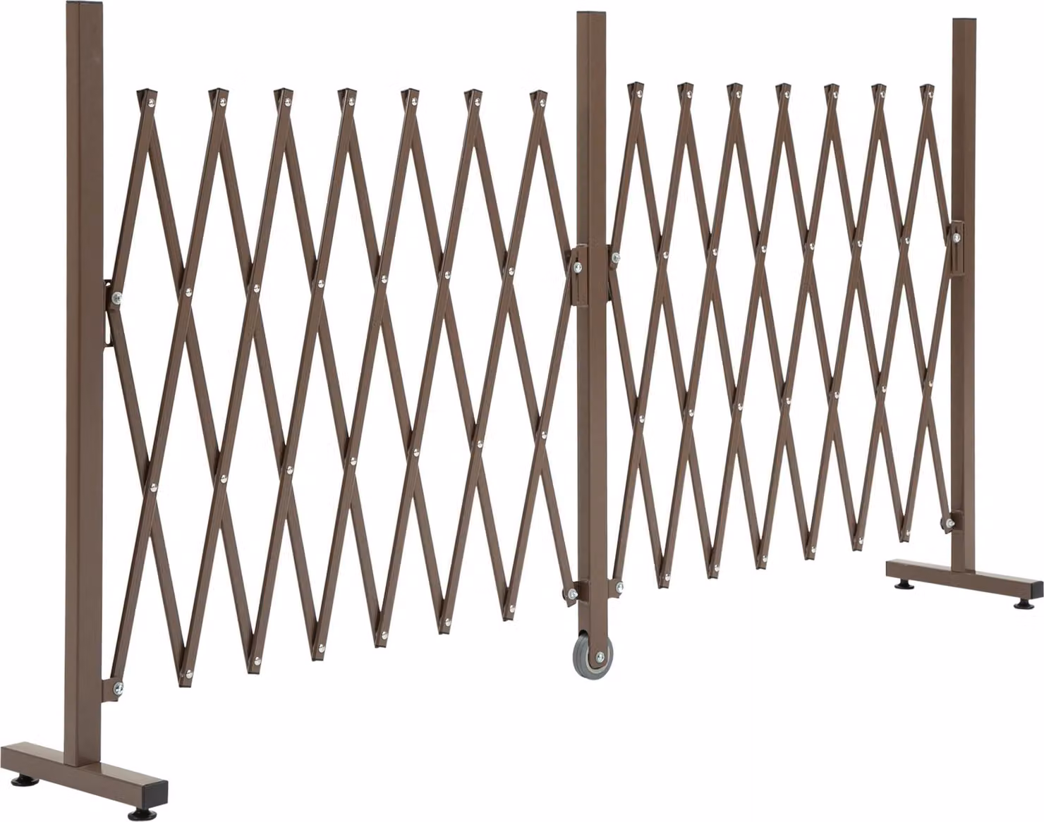 Barriera di sicurezza a griglia, estendibile da 52 a 405 cm, in alluminio, altezza 103,5 cm (marrone scuro)