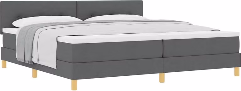 Letto a molle con materasso grigio scuro 200 x 200 cm in tessuto