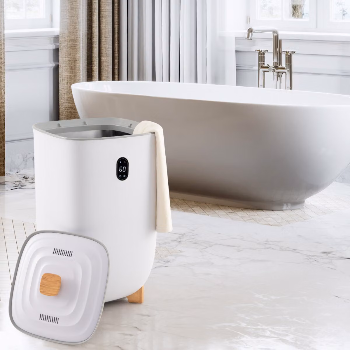 Scaldasalviette Costway in acciaio inossidabile con timer e modalità asciugatura, capacità 35 l, Bianco