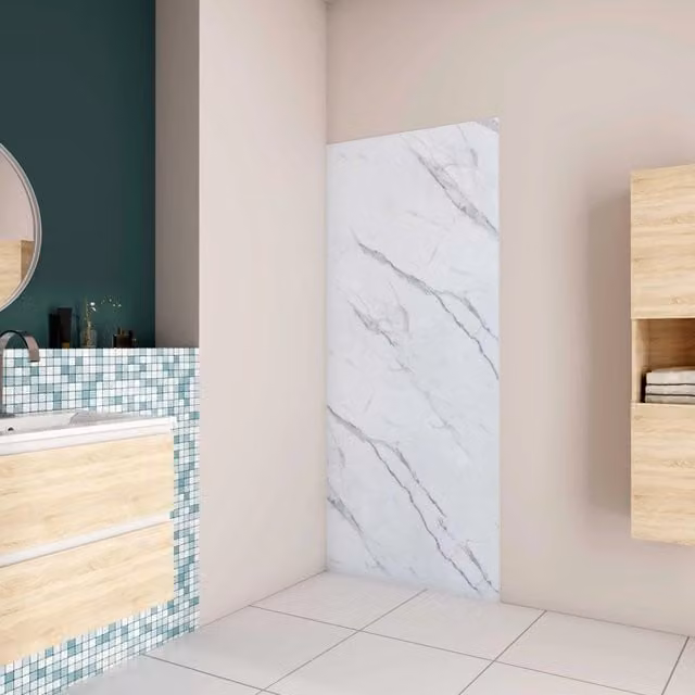 Pannello Doccia Aica Italy in Alluminio con Profili Bianco Alba, L: 100 cm, H: 210 cm, Spessore: 3 mm