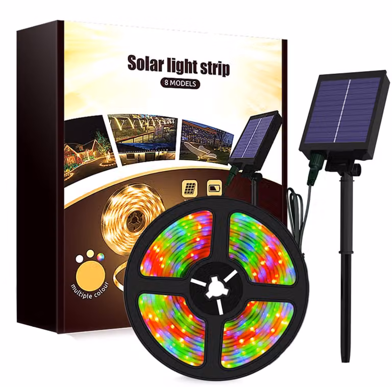 Striscia LED solare, 12 metri, 240 LED, impermeabile, multicolore