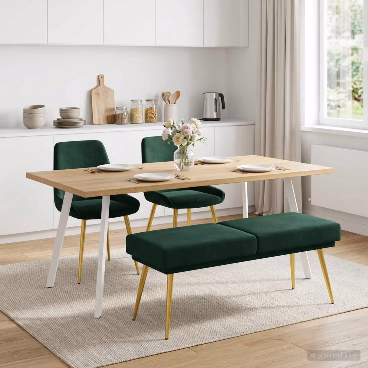 Panchina a doppio strato vidaXL in velluto verde scuro L 120 x P 45 x H 46 cm