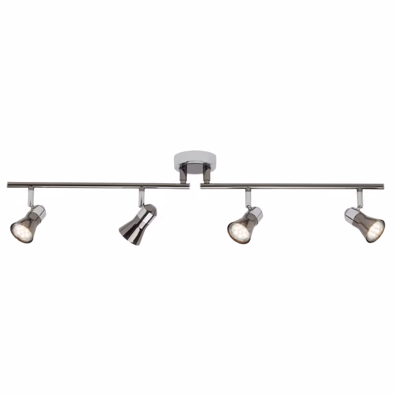 BRILLANTE plafoniera LED Jupp | tubo spot senza tempo | 4 fiamme | metallo | cromo/nero | teste orientabili | 4x GU10 max. 7 W
