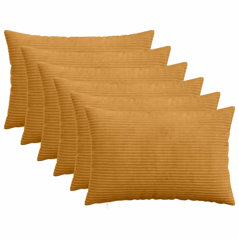 Set di 6 federe vidaXL HEERLEN in velluto a coste, Giallo, 50 x 80 cm