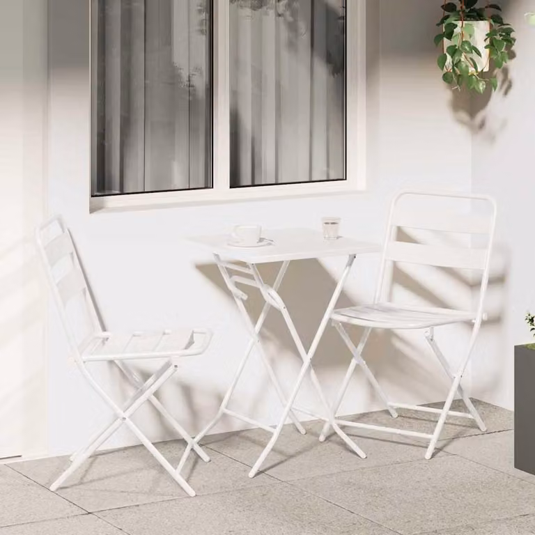 Maison Exclusive - Set da giardino per bistro, 3 pezzi, bianco, acciaio