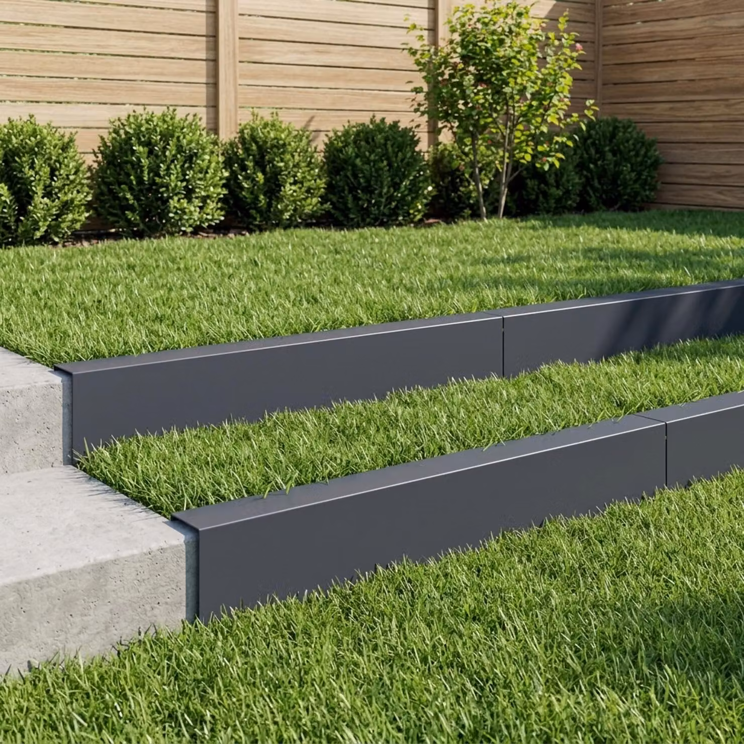 Set di 10 profili di copertura per giardino vidaXL in acciaio, colore antracite, L 100 x P 20 x H 15 cm